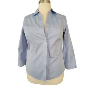 Investments Gold Label Taylor Shirt 16 Blue Non-Iron 3/4 Sleeve 100% Cotton